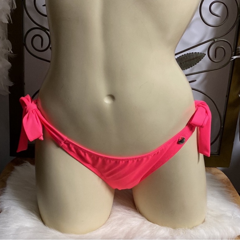 Bright pink/coral bikini bottoms; medium; cheeky